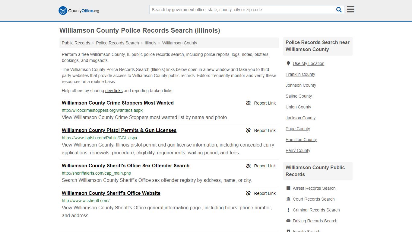 Williamson County Police Records Search (Illinois)